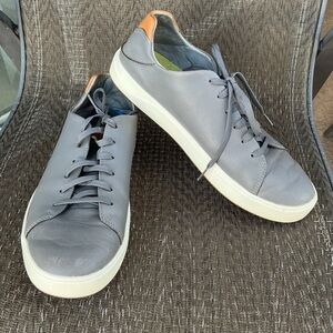 Olukai WAIELAE Gray Leather Golf Sneakers